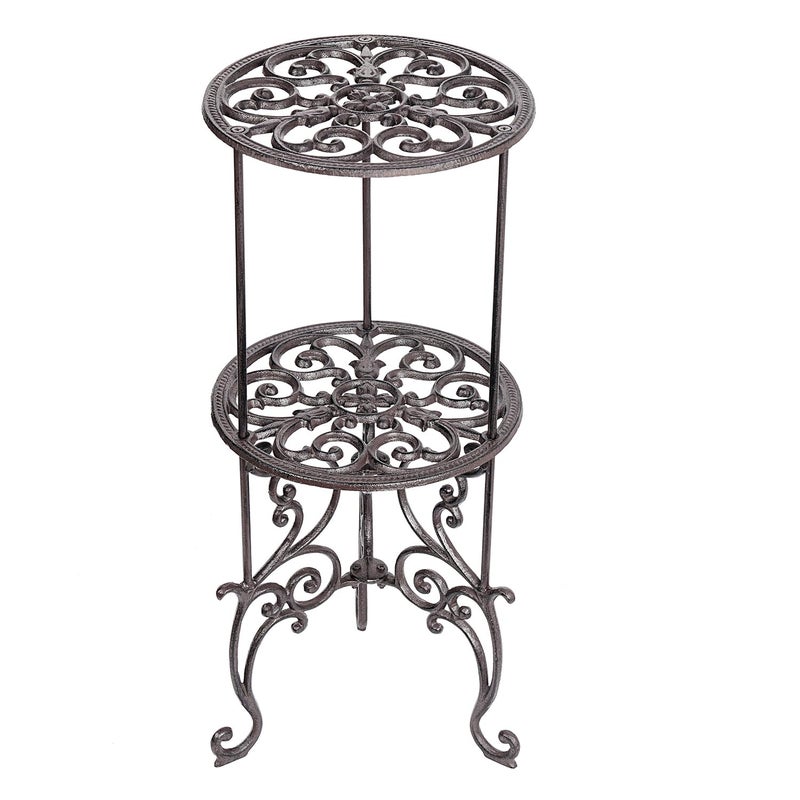 Sungmor Heavy Duty Cast Iron Potted Plant Stand,26-Inch 2 Tiers Metal Planter Rack,Decorative Flower Pot Holder,Vintage & Rustic Style Indoor Outdoor Garden Pots Container Supports - Image 1